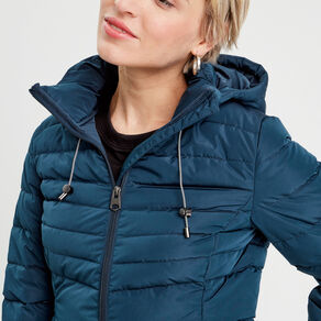 doudoune ajustee a capuche bleu marine femme Doudoune ajustée à capuche bleu marine femme