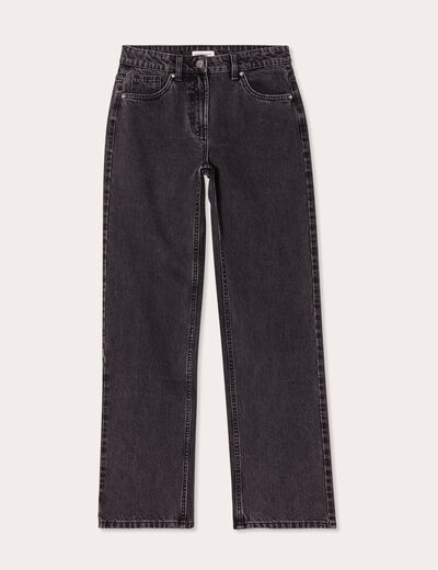 Jeans droit 5 poches denim noir femme
