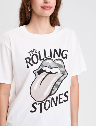 T-shirt en coton manches courtes ecru femme