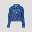 Veste droite en jean denim stone femme
