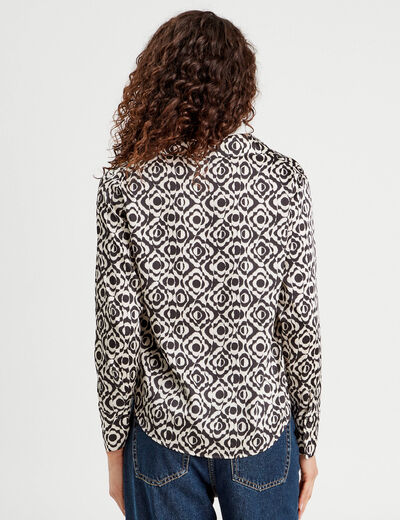 Chemise manches longues satin noir femme