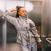 Veste oversize manches longues gris femme