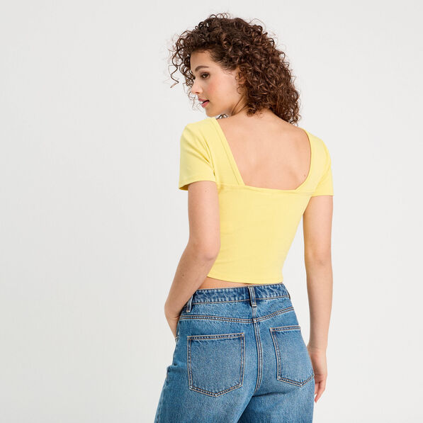 t shirt manches courtes jaune femme T-shirt manches courtes jaune femme