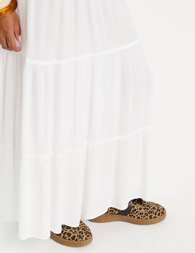 Jupe longue évasée blanc femme