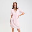 Robe évasée col V doublure viscose rose femme