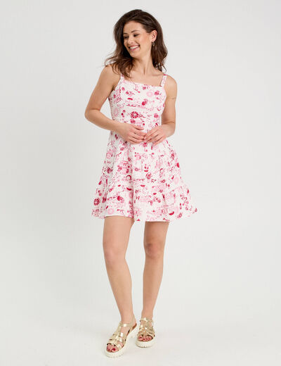 Robe évasée avec bretelles rose fushia femme