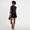 Jupe-short trap&egrave;ze en jean denim brut femme