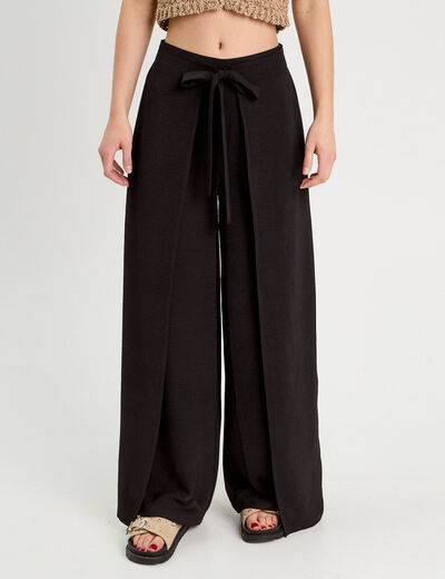 Pantalon large fluide pans noir femme