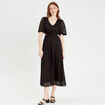 Robe longue évasée dentelle noir femme