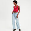 Gilet cropped crochet rose fushia femme