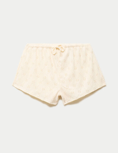 Short ajour&eacute; ecru femme