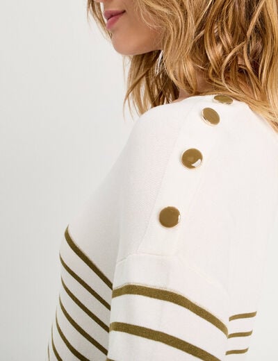 Pull manches longues col en V vert olive femme