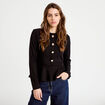 Pull p&eacute;plum avec boutons noir femme