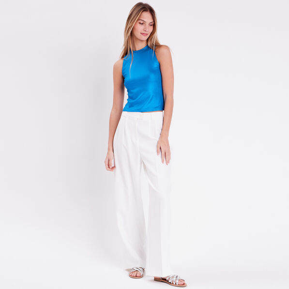 debardeur cropped cotele bleu femme Débardeur cropped côtelé bleu femme