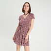Robe évasée boutonnée marron cognac femme