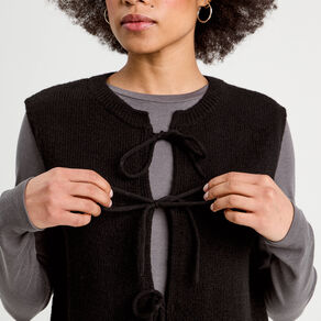 Gilet sans manches noué noir femme