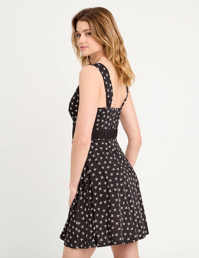 Robe évasée bretelles noir femme