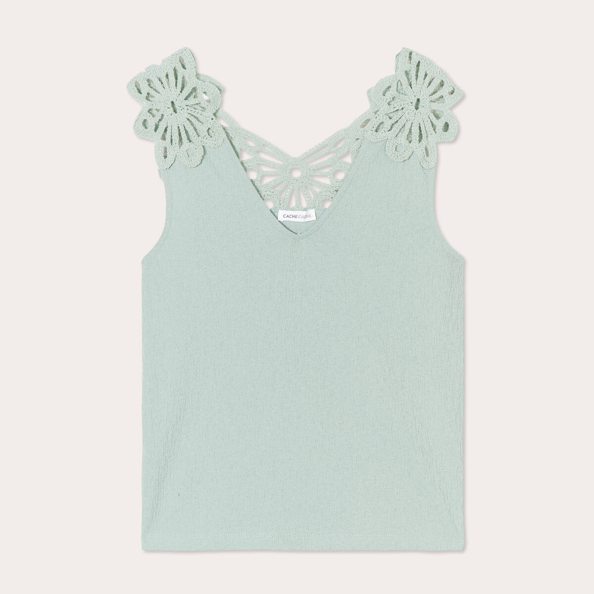Débardeur dos crochet vert olive femme
