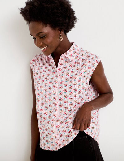 Chemise ample sans manches col classique rose femme