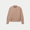 Pull col rond manches longues beige femme