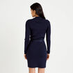 Robe pull ajust&eacute;e manches longues bleu marine femme