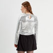 T-shirt avec sequins gris argent femme