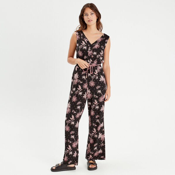 Combinaison pantalon large noir femme