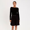 Robe courte droite col bateau noir femme