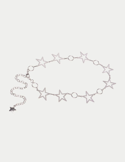 Ceinture fine avec cha&icirc;ne gris argent femme