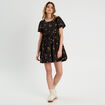 Robe évasée effet boule jaune femme