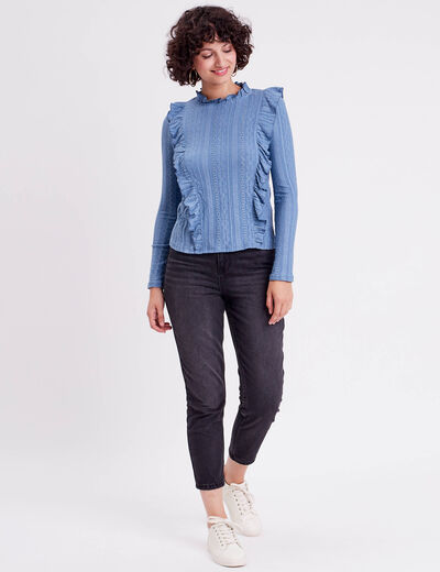 Blouse manches longues bleu clair femme