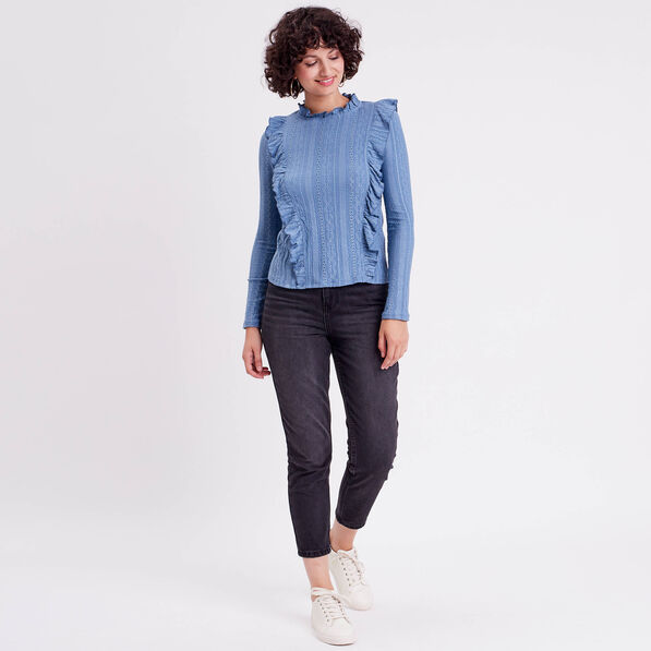 Blouse manches longues bleu clair femme