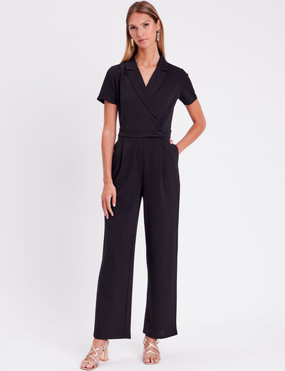 Combinaison pantalon à pinces noir femme