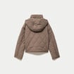 Veste droite &agrave; capuche manches longues taupe femme