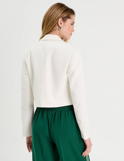Veste blazer courte ecru femme