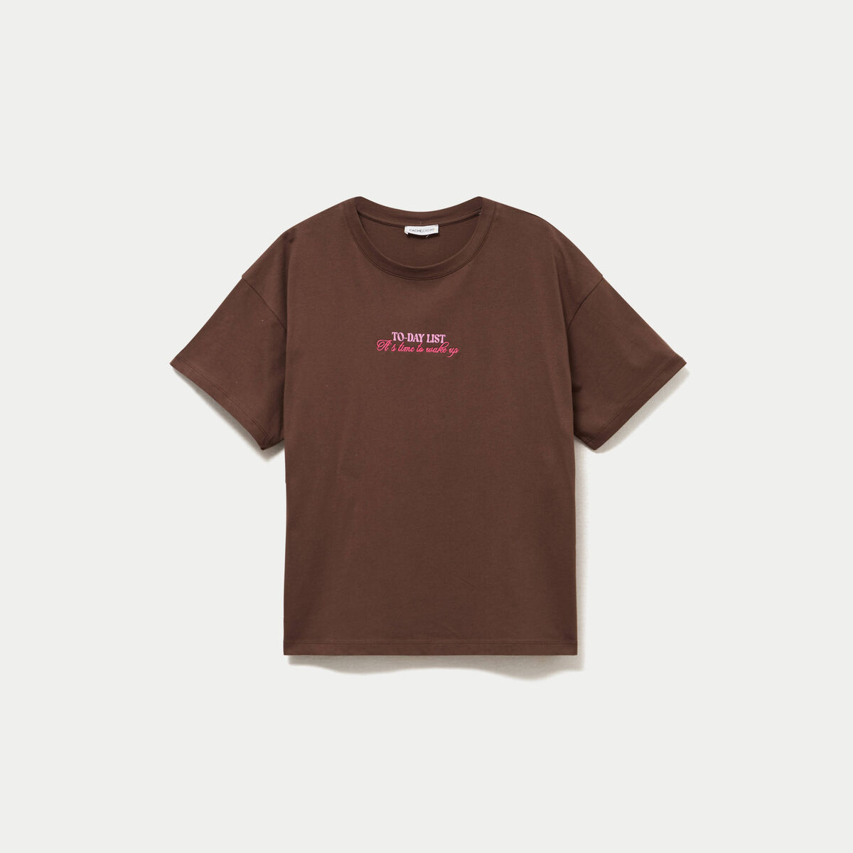 T-shirt oversize manches courtes marron fonc&eacute; femme