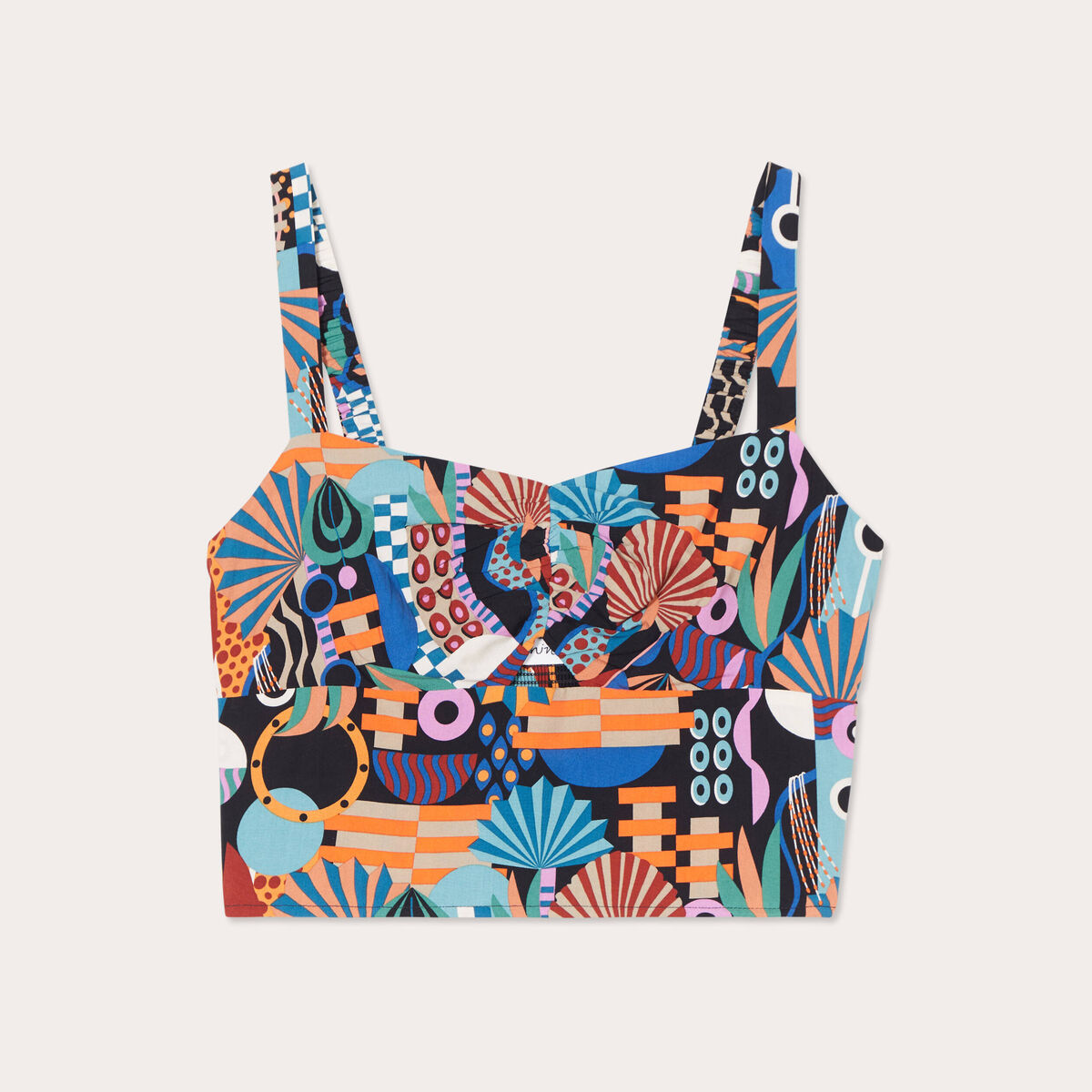 Bustier cropped bretelles noir femme