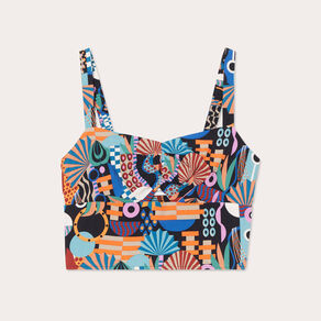 Bustier cropped bretelles noir femme