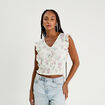 Blouse sans manches volants blanc femme