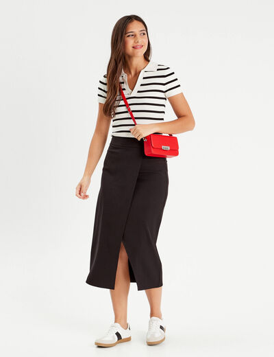 Jupe midi droite noir femme