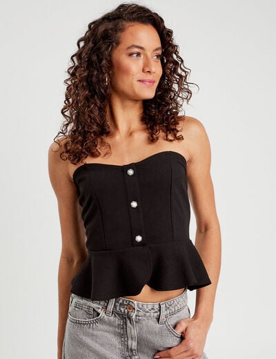 Bustier cropped avec boutons noir femme