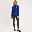 Pull col montant bleu electrique femme