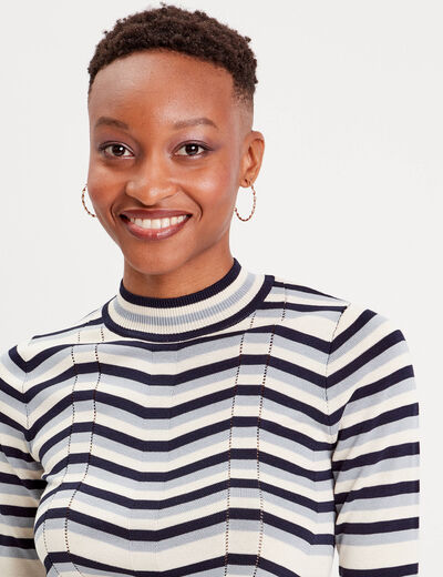 Pull col montant blanc femme