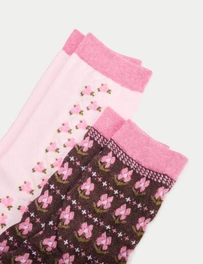 Lot 2 paires de chaussettes marron fonc&eacute; femme