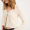Gilet ajouré noué ecru femme