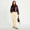 Pantalon droit en velours jaune femme
