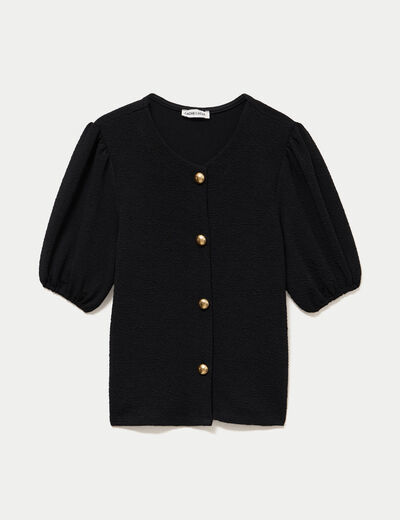 Blouse droite manches courtes noir femme