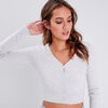 gilet court boutonne gris clair femme