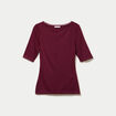 T-shirt ajust&eacute; manches courtes bordeaux femme