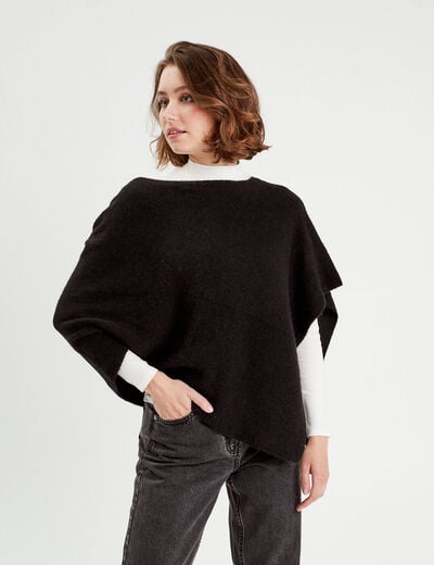 Poncho asymétrique noir femme